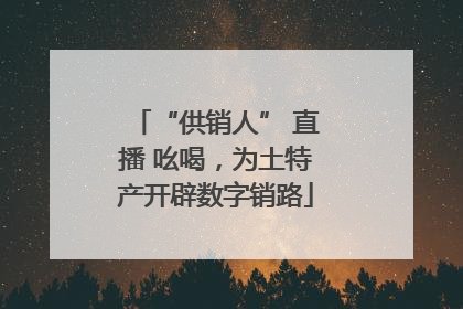 “供销人” 直播 吆喝，为土特产开辟数字销路