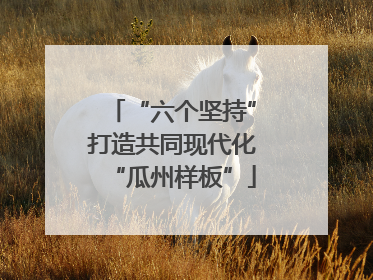 “六个坚持”打造共同现代化“瓜州样板”