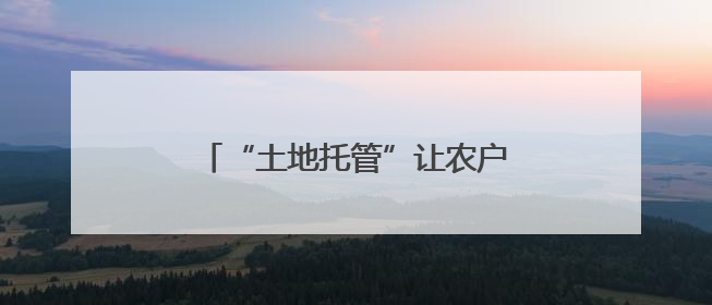 “土地托管”让农户当上“甩手掌柜”