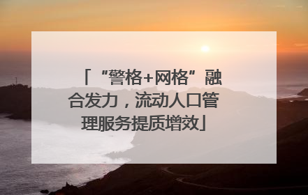 “警格+网格”融合发力，流动人口管理服务提质增效