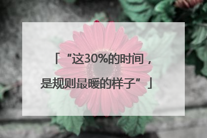 “这30%的时间，是规则最暖的样子”