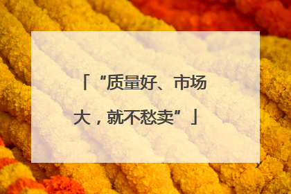 “质量好、市场大，就不愁卖”