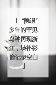 “隐退”多年的罕见鸟种再现浙江，填补影像记录空白