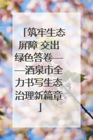 筑牢生态屏障 交出绿色答卷——酒泉市全力书写生态治理新篇章