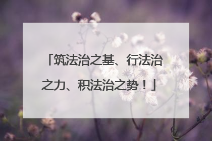 筑法治之基、行法治之力、积法治之势！