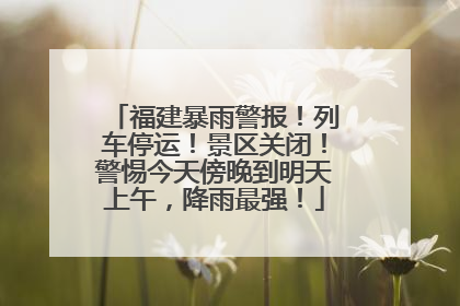 福建暴雨警报！列车停运！景区关闭！警惕今天傍晚到明天上午，降雨最强！