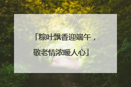 粽叶飘香迎端午，敬老情浓暖人心