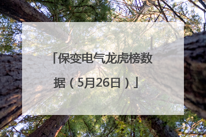 保变电气龙虎榜数据（5月26日）
