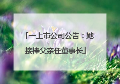 一上市公司公告：她接棒父亲任董事长