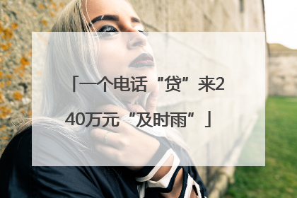 一个电话“贷”来240万元“及时雨”