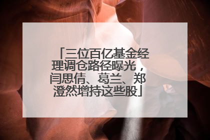 三位百亿基金经理调仓路径曝光，闫思倩、葛兰、郑澄然增持这些股