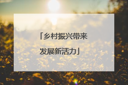 乡村振兴带来发展新活力
