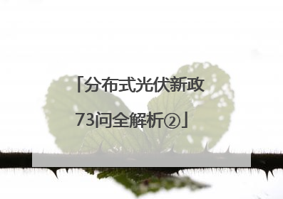 分布式光伏新政73问全解析②