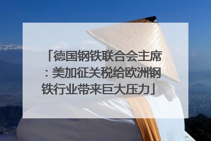 德国钢铁联合会主席：美加征关税给欧洲钢铁行业带来巨大压力