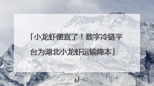 小龙虾便宜了！数字冷链平台为湖北小龙虾运输降本