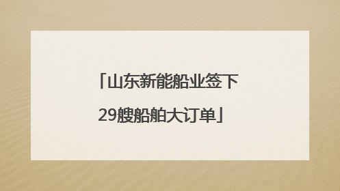 山东新能船业签下29艘船舶大订单