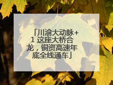 川渝大动脉+1 这座大桥合龙，铜资高速年底全线通车