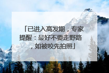 已进入高发期，专家提醒：最好不要走野路，如被咬先拍照