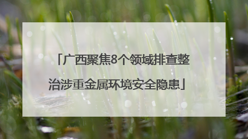 广西聚焦8个领域排查整治涉重金属环境安全隐患