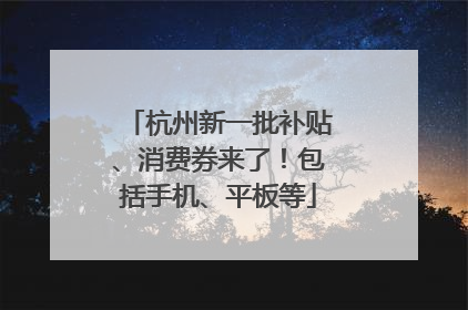 杭州新一批补贴、消费券来了！包括手机、平板等