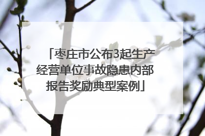 枣庄市公布3起生产经营单位事故隐患内部报告奖励典型案例