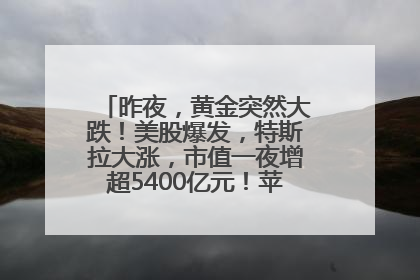 昨夜，黄金突然大跌！美股爆发，特斯拉大涨，市值一夜增超5400亿元！苹果传来大消息
