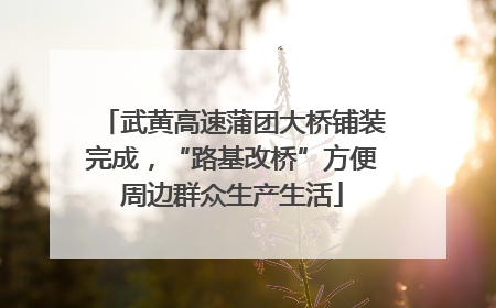 武黄高速蒲团大桥铺装完成，“路基改桥”方便周边群众生产生活