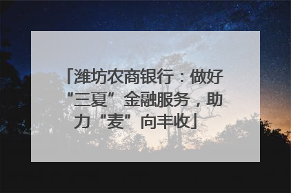 潍坊农商银行：做好“三夏”金融服务，助力“麦”向丰收