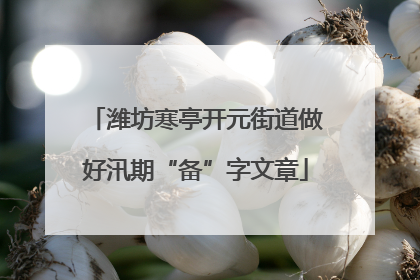 潍坊寒亭开元街道做好汛期“备”字文章