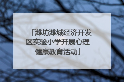 潍坊潍城经济开发区实验小学开展心理健康教育活动
