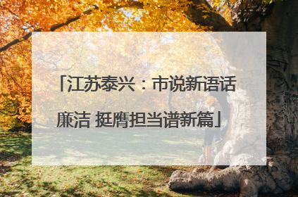 江苏泰兴：市说新语话廉洁 挺膺担当谱新篇