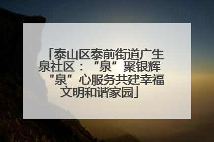 泰山区泰前街道广生泉社区：“泉”聚银辉“泉”心服务共建幸福文明和谐家园