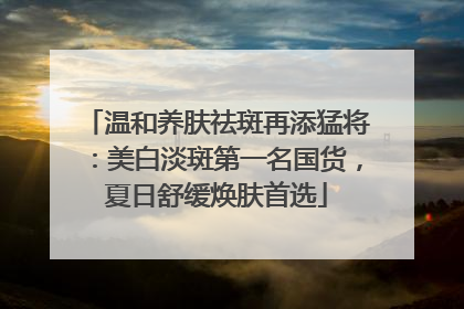温和养肤祛斑再添猛将：美白淡斑第一名国货，夏日舒缓焕肤首选