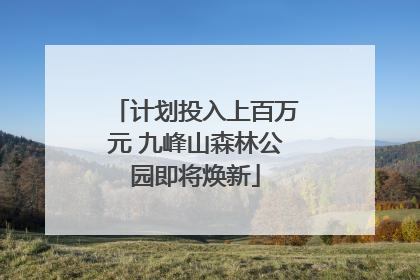 计划投入上百万元 九峰山森林公园即将焕新