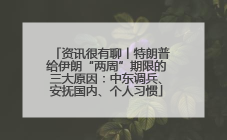 资讯很有聊丨特朗普给伊朗“两周”期限的三大原因：中东调兵、安抚国内、个人习惯