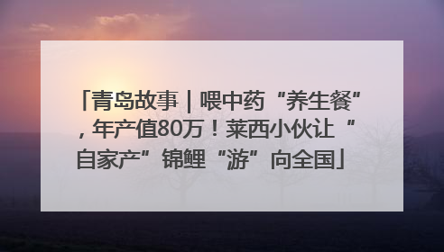 青岛故事｜喂中药“养生餐”，年产值80万！莱西小伙让“自家产”锦鲤“游”向全国