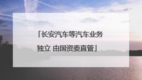 长安汽车等汽车业务独立 由国资委直管