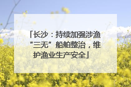 长沙：持续加强涉渔“三无”船舶整治，维护渔业生产安全