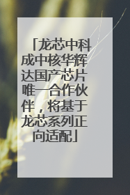 龙芯中科成中核华辉达国产芯片唯一合作伙伴，将基于龙芯系列正向适配