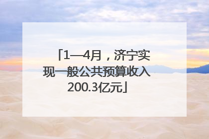 1—4月，济宁实现一般公共预算收入200.3亿元