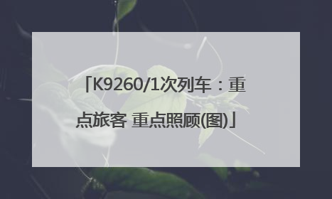 K9260/1次列车：重点旅客 重点照顾(图)